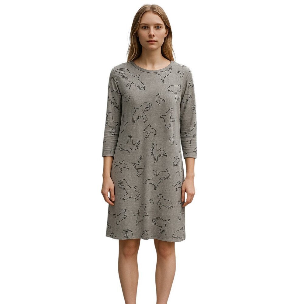 Boden Long Sleeved Bird Gray Dress Ladies 4 Long cotton whimsigoth Sweatshirt